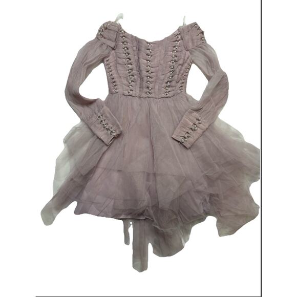 Zimmermann Lilac Pearl Embellished Tulle Dress Size 0 (US 2) - Picture 3 of 7